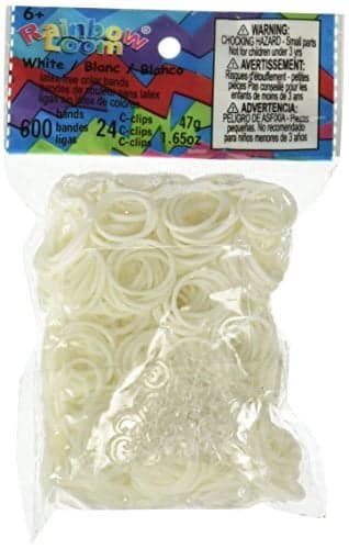 Rainbow Loom Official White Rubber Bands Refill 600 Count + 24 C-Clips - Image 2